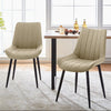 2* Cream Faux Leather Dining Chairs Diamond Seat Metal Legs Kitchen Chairs