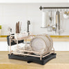2Tier Rose Gold Dish Drainer Cutlery Cup Plates Holder Sink Rack Drip Tray Decor