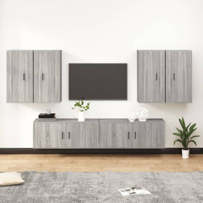 6 Piece TV Cabinet Set Grey Sonoma Engineered Wood E2K2