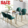 Dining Rectangle Table and 4 Velvet Fabric Chairs Set Kitchen Dinning Room UK