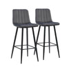 Set of 2 Velvet Kitchen Bar Stools Modern Grey Padded Seat Metal Legs Breakfast