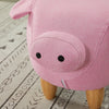 Pink Fabric Pig Animal Footstool Stools Ottomans With Wood Legs Living room Toy