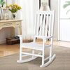 Outdoor Rocking Chair Wooden Frame Porch Chair Garden Balcony Backyard White