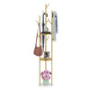 High-Grade Metal Coat Rack Stand Golden Pole Hooks Hanger Marble Organizer Rack