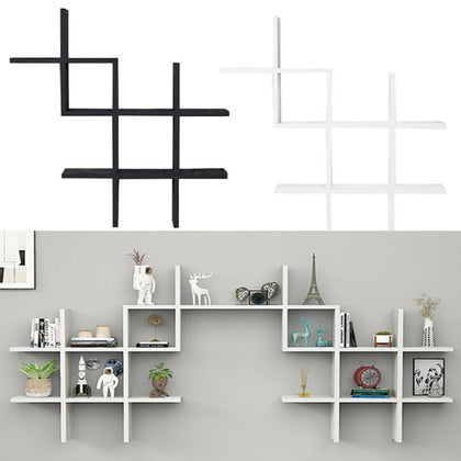 3 Tier Wood Floating Wall Shelves Storage Home Display Shelf Cube Bookcase Rack