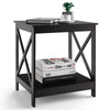 2-tier Side Table Modern End Table Coffee Table X-shape Nightstand Display Shelf