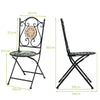 1/2/3PCS Mosaic Bistro Set Outdoor Metal Frame Garden Table & 2 Folding Chair