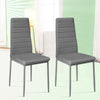 Set of 4 Dining Chairs High Back PU Leather Kitchen Chair Modern Meatl Legs Home