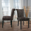 2PCS Crushed Velvet Brown Dining Chairs with Knocker/Ring Back Kitchen Furniture