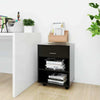 Rolling Cabinet High Gloss Black 46x36x59 cm Chipboard Organiser