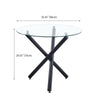 4x Velvet PU Leather Dining Chairs&Round Tempered Glass Dining Table Dining Set