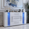 Modern Sideboard Display Cabinet Cupboard High Gloss 2 Doors 3 Drawers LED