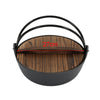 NonStick Cast Iron Pot with Wood Lid Cooking Hanging Stew Souppot Open Fire Pan