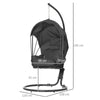 Outdoor Hanging Egg Chair with Stand, Cushion and Foldable Basket, Grey