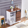 Sliding Barn Door Sideboard with 2-Tier Shelves Storage Cabinet Kitchen White BN
