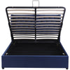 Ottoman Bed Frame Gas Lift Up Storage Double Size Blue Fabric Upholstered Bed