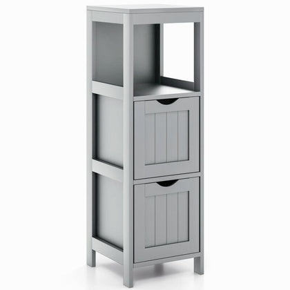Bathroom Floor Cabinet Wooden Storage Cupboard Freestanding 2 Removable Drawers