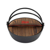 Cast Iron Japanese Cooking Griddle Pan Pot Wooden Lid Outdoor Camping Kitchen