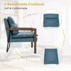 Modern Accent Chair Fabric Armchair w/ Rubber Wood Legs Rear Steel Bracket