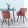 Set of 2 Pink Dining Chair Velvet Breakfast Chair Metal Legs Dining Room Kitchen