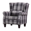 Upholstered Tartan High Back Armchair Wingback Accent Chair Sofa Fabric Lounge