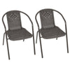 3/5 Piece Round Coffee Table & Rattan Chairs Metal Bistro Balcony Garden Outdoor