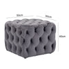 Chesterfield Button Plush Velvet Round/Square Pouffe Footstool Coffee Table Grey