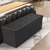 Folding Storage Ottoman Faux Leather Footstool Bench Toy Box Chest w/Lid Bed End