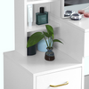 Dressing Table with Drawers, Mirror Stool Set Makeup Desk Vanity Table Bedroom