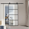 Modern 6ft Sliding Door Track Barn Door Hardware Set Kit Single Door Black