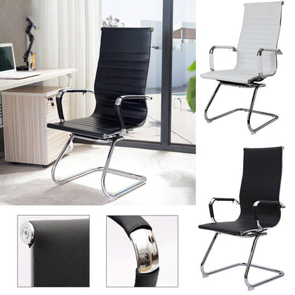 Faux Leather Office Chair Computer Desk Executive Chairs Cantilever Chrome Base
