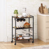 3 Tier Rolling Industrial Rustic Wooden Bar Kitchen Food Serving Cart Trolley
