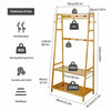 Bamboo Clothes Rail Rack Garment Stand with Top Shelf Shoe Storage Ladder Rails