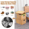 2 PCS Bamboo Woven Hamper Folding Bamboo Square Storage Bin Basket Organizer