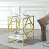 Heavy Duty Town Square Marble Table Bedside Sofa Bed End/ Side Table Gold Frame