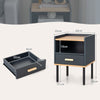 Modern Nightstand End Table Compact Sofa Side Table with Drawer & Open Shelf