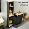 Tall Bathroom Cabinet | Black Wooden Tallboy Storage Cupboard w/ Shelves