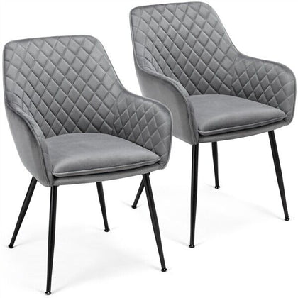 Dining Chairs Velvet Tub Chairs with Soft Padded Backrest and Arms Grey 2/4/6pcs