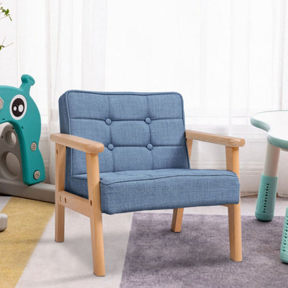 Children Armchair Sofa Upholstered Kids Bedroom Playroom Furniture Wooden Frame