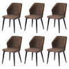2/4/6pcs Dining Chairs Set Faux Leather Seat Back Metal Legs Kitchen Chair