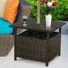 Rattan Umbrella Side Table Outdoor Garden Leisure Coffee Table w/Umbrella Hole