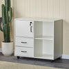 Rolling Office Filing Cabinet File Storage Sideboard Shelf Drawers Lock White