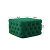 Vintage Green Velvet Buttoned Footstool Chesterfield Button Design Square Stool