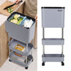 Mobile Recycle Dual Bins Sorting Recycling Cart Kitchen Waste Trash Can w/ Shelf