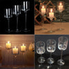 Set of 3 Tall Glass Candle Tea Light Holders Wedding Table Centre Candles Stand