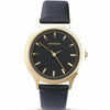 Mens Gents Watch Classic Gold Plated Black Leather Strap & Black Dial