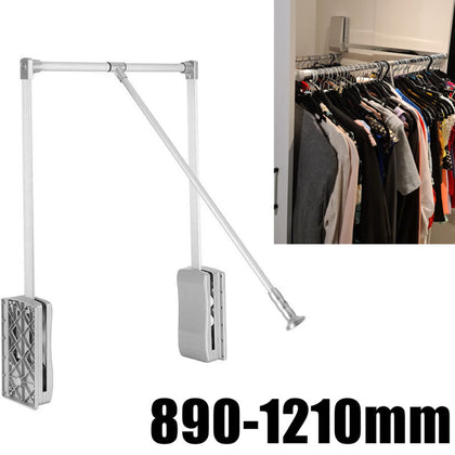 Lift/ Pull Down Wardrobe Rail 890-1210 mm Clothes Hanger with Soft Return Motion