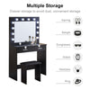 Black LED Dressing Table Set Makeup Desk Dresser Large Mirror Stool 2 Drawers