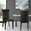 2/4 PCS Black Faux Leather Dining Chairs Set Curved High Back Button Padded Seat