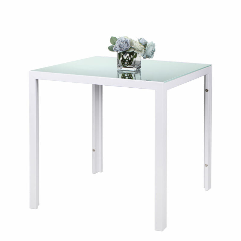 75cm White Small Square Dining Table and 4 Chairs Set Kitchen Dinner Cafe Decor